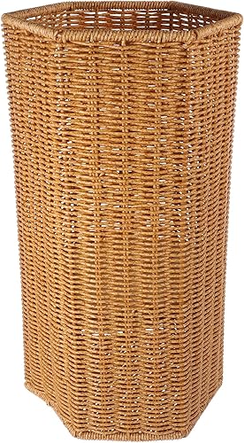 UKCOCO Soporte de ratán para paraguas, organizador para el hogar, soporte para bastón, cesta de almacenamiento de mimbre, jarrón de suelo, tapete de