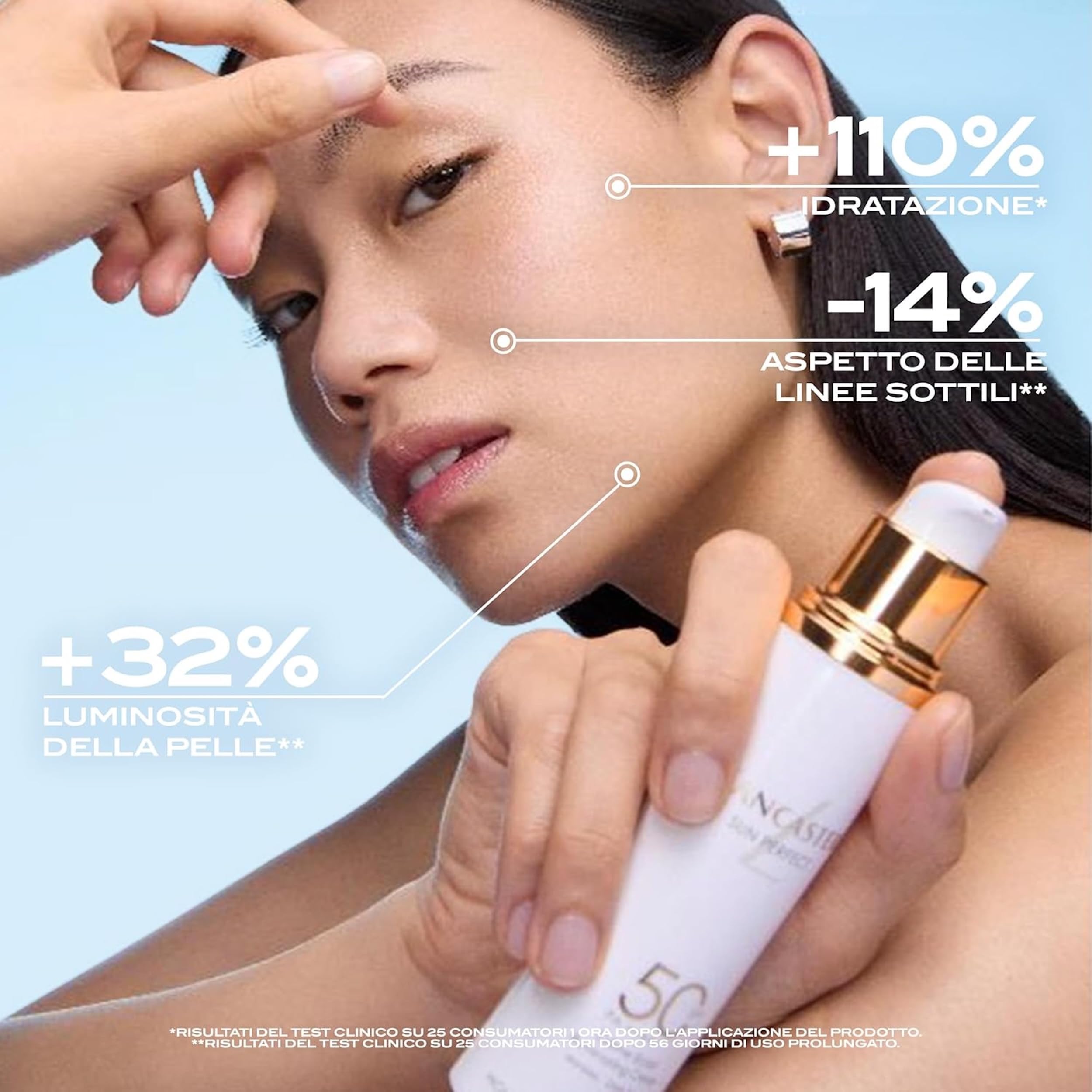 Lancaster Sun Perfect Sun Perfecting Fluid - Fluido Solare Anti-Età, Previene e Aiuta a Correggere Rughe, Linee Sottili e Macchie Scure, Contrasta il 100% dello Spettro Solare, 50 ml