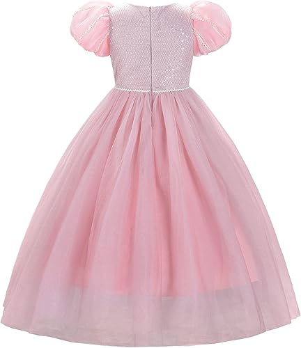 Miniatura 3 de JerrisApparel Vestido de princesa para niñas, disfraz de princesa de manga abombada con accesorios