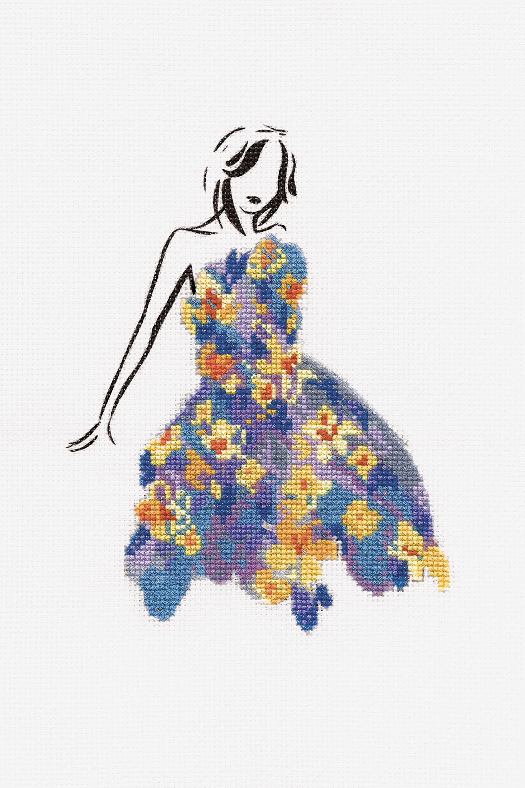 DMCStitch Kit Daffodil Dance, Includes Embroidery Threads, Needle, Canvas Aida and Instructions