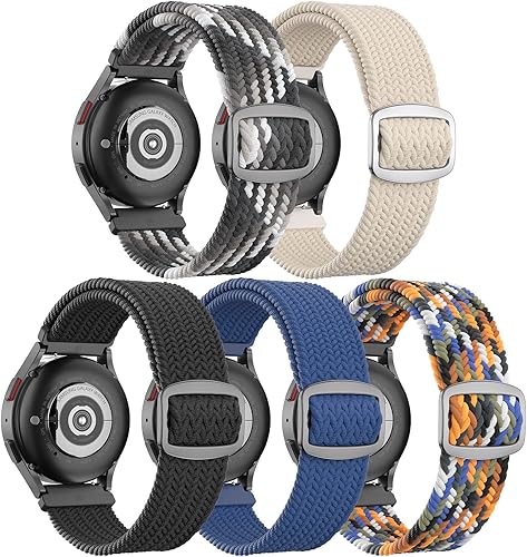 Paquete de 5 correas elásticas de nailon compatibles con Samsung Galaxy Watch Active 2 de 1.575 pulgadas, 1.732 pulgadas, Active 1.575