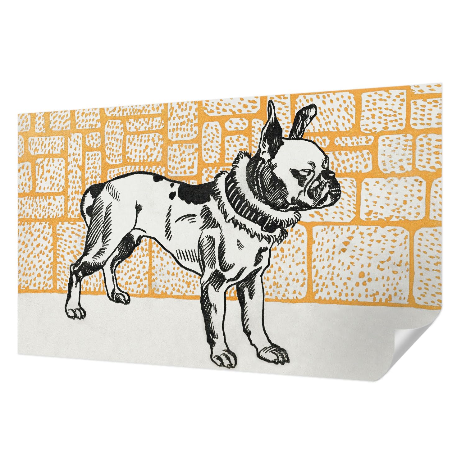 Papier Peint Panoramique Haute Qualité Style Chien Rétro pour Grand Mur