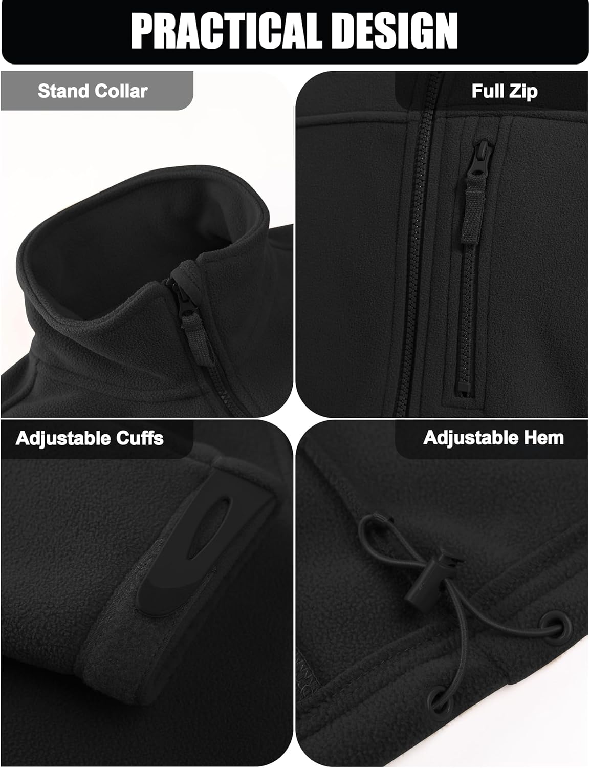 CRYSULLY Men's Fleece Jacket Winter Tactical Full-Zip Coat Military Jackets Multi Pockets - Image 6