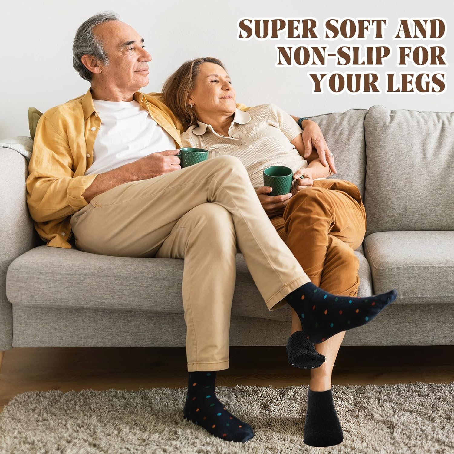 Foaincore 10 Pairs Cozy Winter Fuzzy Women Socks Fluffy Grip Slippers Non Skid Soft Winter Slipper Socks with Grippers for Women Adult House Home Yoga Christmas Gifts