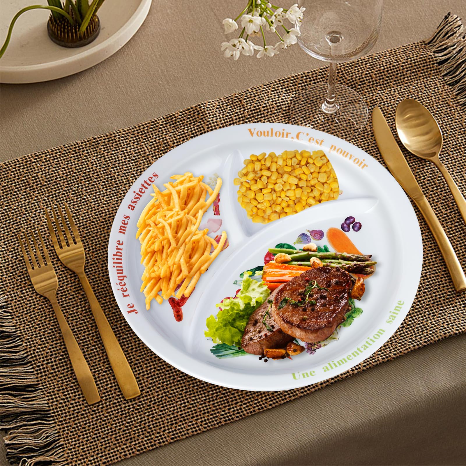Piatti macro dietetici per dieta bariatrica, perdita di peso e cibo equilibrato piatto dietetico per adulti - controllo sano delle porzioni(francese)-2