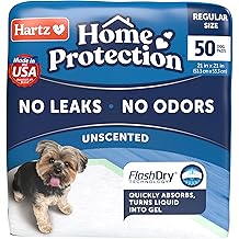 Hartz Home Protection Unscented Dog Pads, 50 count, Super Absorbent & Wont Leak, Odor Eliminating