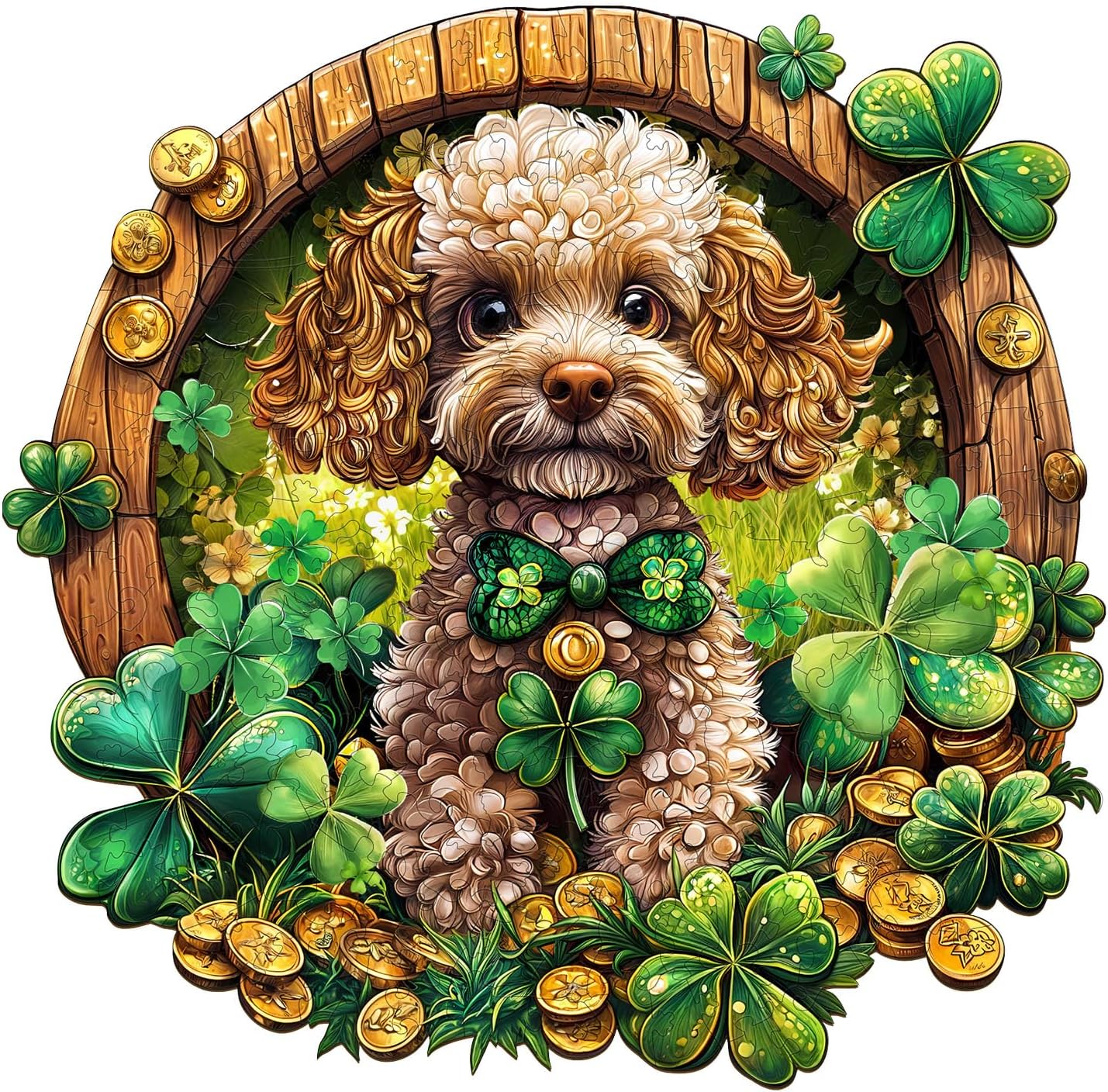 Wooden Puzzle 100PCS Ragdoll and Butterfly Unique Shape Advanced Wood Puzzle for Adults,Holiday Birthday Gift,Craft kit (Cute Irish Poodle, Large)