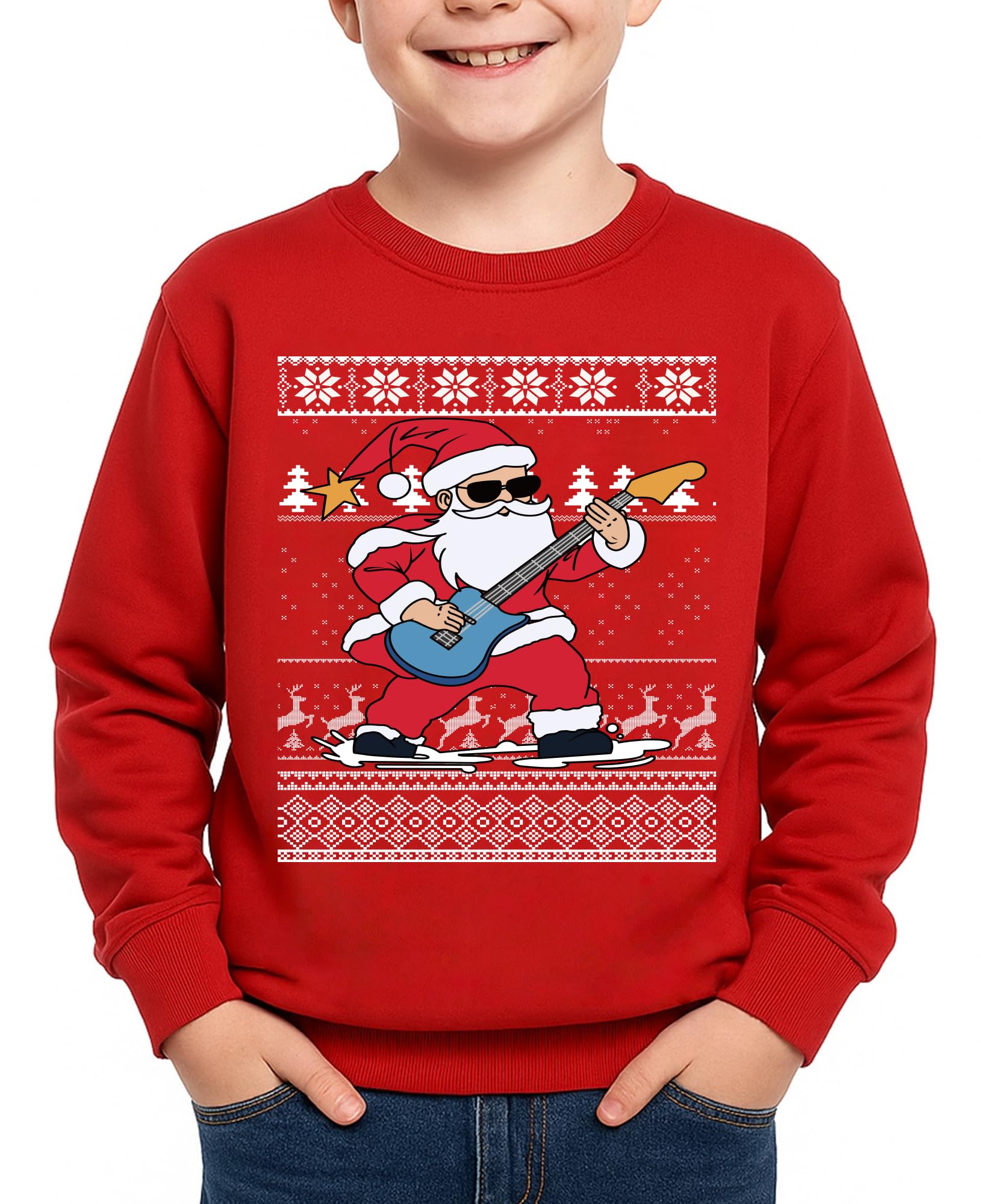 Glimnerize Christmas Kids Tops Sweatshirt Christmas Jumper Santa Claus Unisex Crew Neck Sweater Red-A8 3-4Y(110)