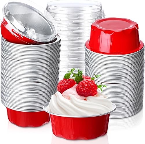 Miniatura 8 de 150 tazas para hornear con tapas, forros para magdalenas de 1.6 onzas, papel de aluminio, mini moldes para tartas, pequeños recipientes desechables