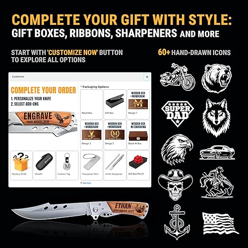 Miniatura 3 de Grand Way Cuchillo personalizado para hombres y mujeres Regalos personalizados Regalos grabados para papá, marido, novio, esposa, novia, cuchillos