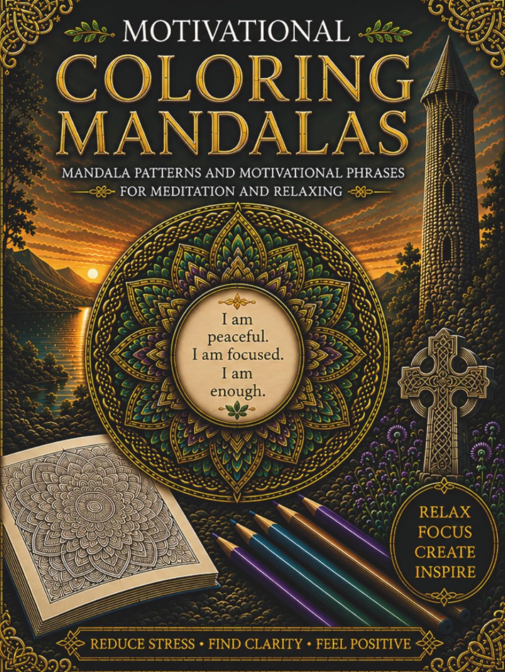 Motivational Coloring Mandalas: Mandala Patterns and Motivational Phrases for Meditation and Relaxing(50 Pages) (Mandala Books)