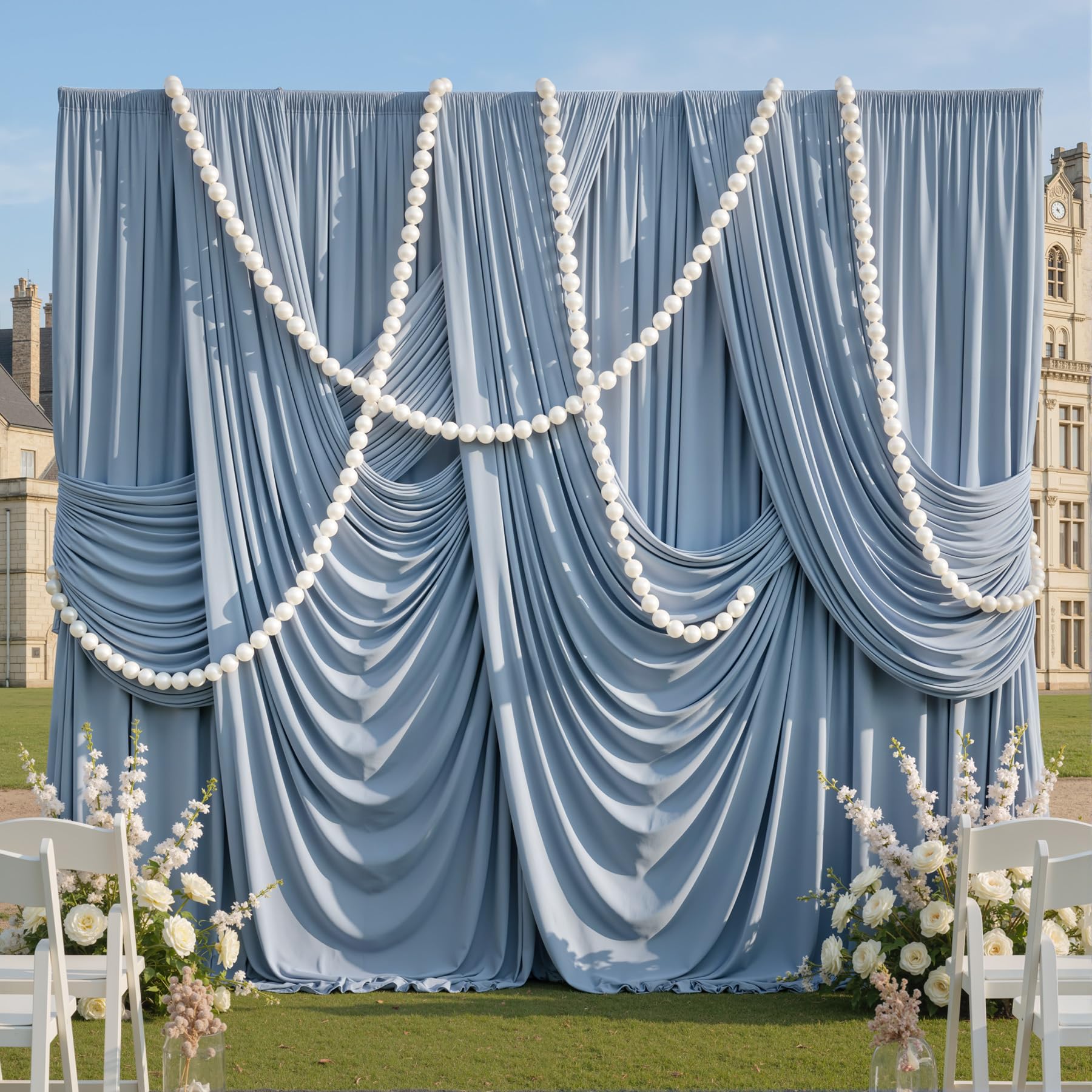 Photo 1 of 10x10ft Wrinkle Free Dusty Blue Backdrop Curtains for Parties, 2 Panels 5x10ft Silky Polyester Photo Backdrop Drapes Back Drop Cloth for Wedding Birthday Photography Background