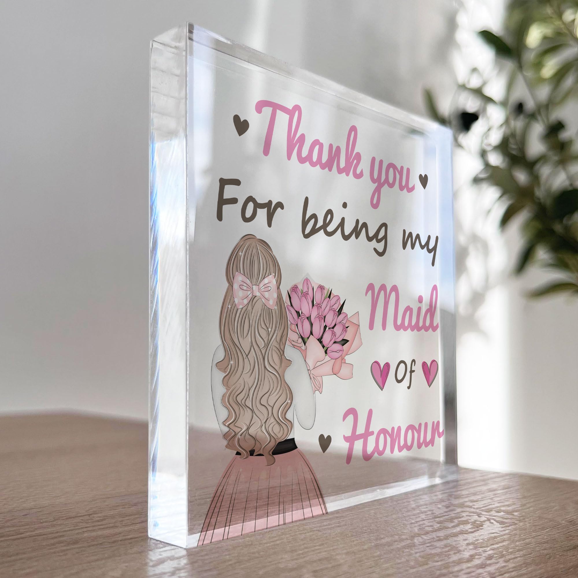 Red Ocean Thank You For Being My Maid Of Honour Gift Acrylic Block Wedding Day Gifts Maid Of Honour Gifts For Friend Sister Her - Image 4