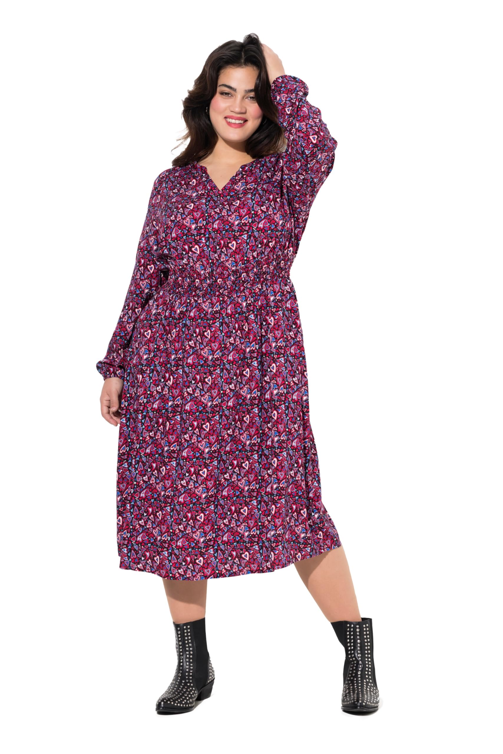 Angel of Style Damen große Größen Übergrößen Plus Size Midikleid, A-Linie, Herzchenmuster 839035