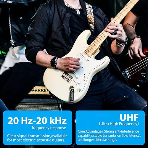 Miniatura 7 de LEKATO Wireless Guitar System UHF Wireless Guitar Transmitter Receiver Rechargeable Audio Wireless Guitar Transmitter and Receiver with 70 Channels