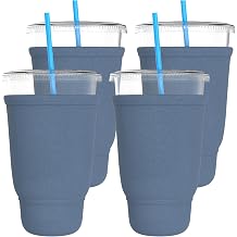 TahoeBay Iced Coffee Sleeves 4-Pack Fits Large Drive-Thru Cups - Insulated Holders for Cold Drinks, Boba Tea, Shakes, Juice