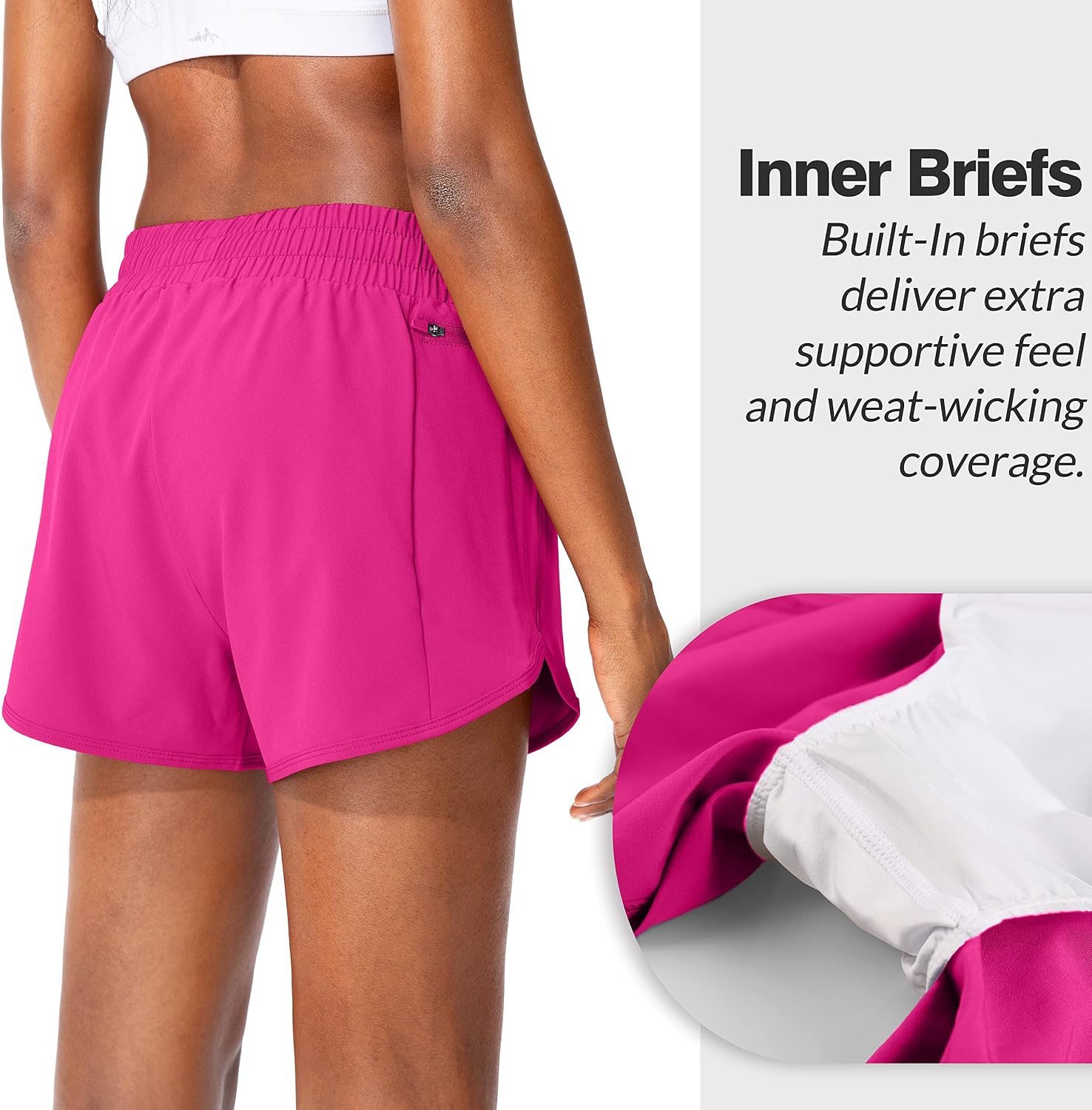  Womens Running Shorts with Zipper Pockets 3"/5" High Waisted Athletic Gym Workout Shorts for Women with Liner thumbnail