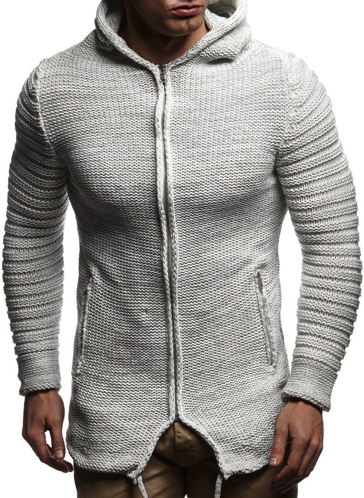 Leif Nelson Men’s Full Zip Cardigan | Long-sleeved slim fit Knitwear | Basic full zipped winter hoodie for Men