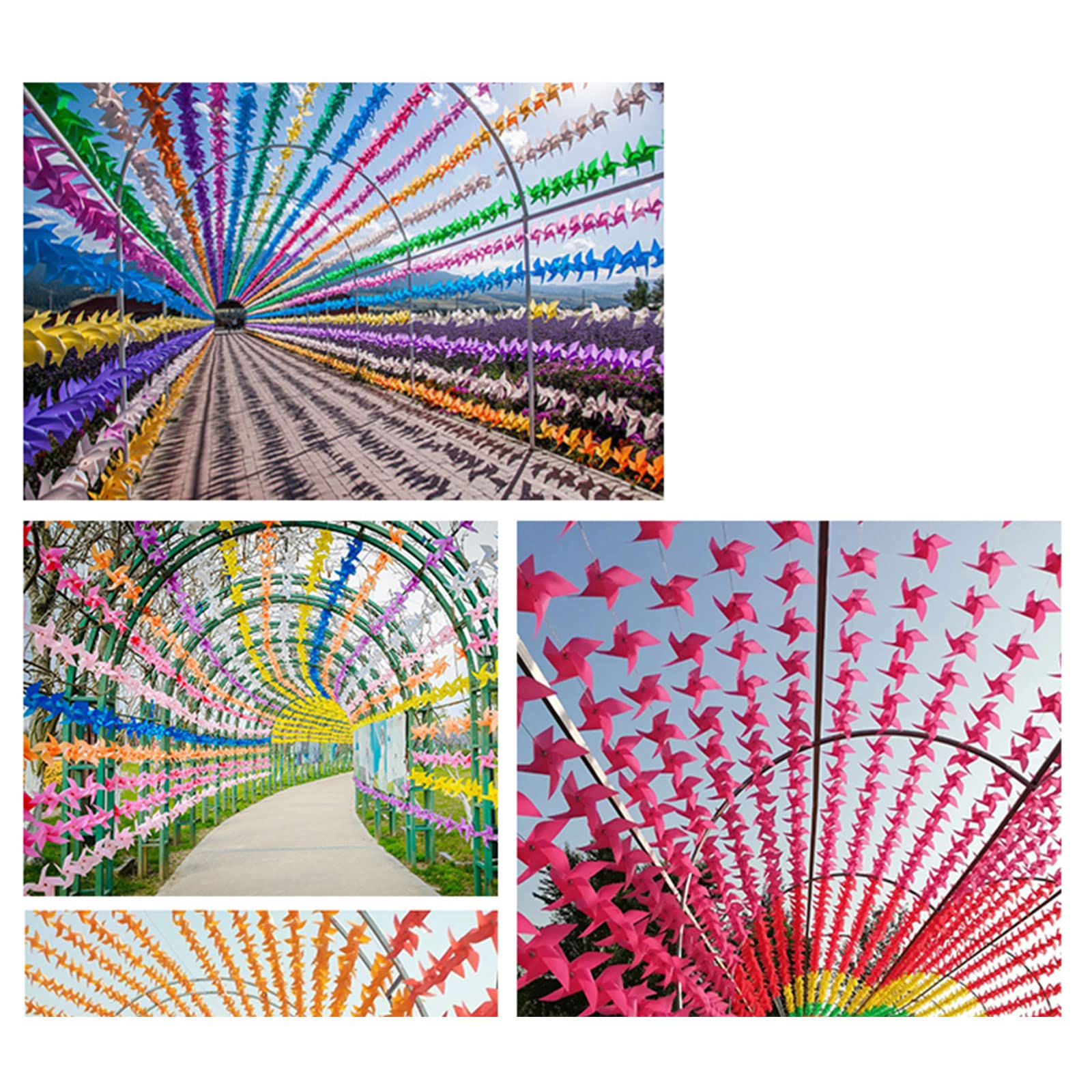 100 Piezas Molino de Viento + Cuerda de Alambre de 30 m + Accesorio Resistencia al Agua Daños Molino de Viento de plástico Juguete Jardín Césped Decoración de Fiesta Regalo Plástico