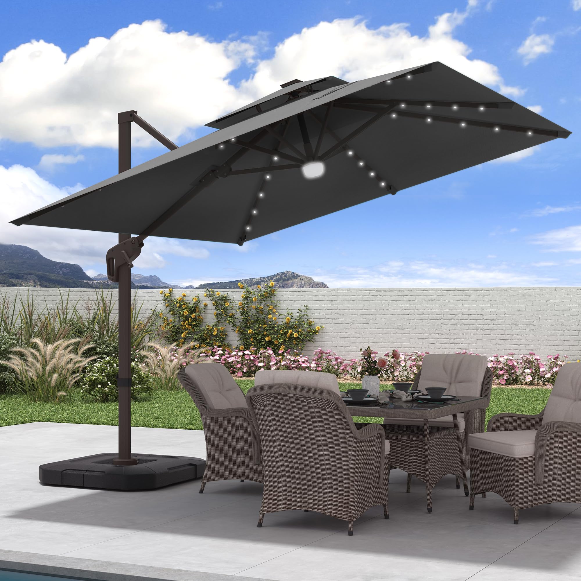JZAC QZYD 9x9 Cantilever Umbrella