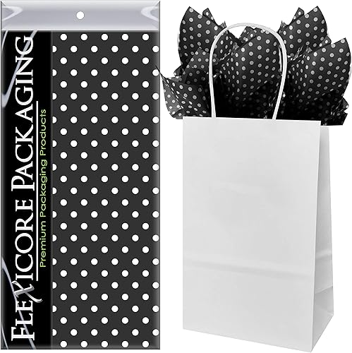 Miniatura 2 de Flexicore Packaging Bolsas de regalo de papel kraft blanco y papel de seda azul marino  Tamaño 5.25 pulgadas x 3.25 pulgadas x 8.25 pulgadas