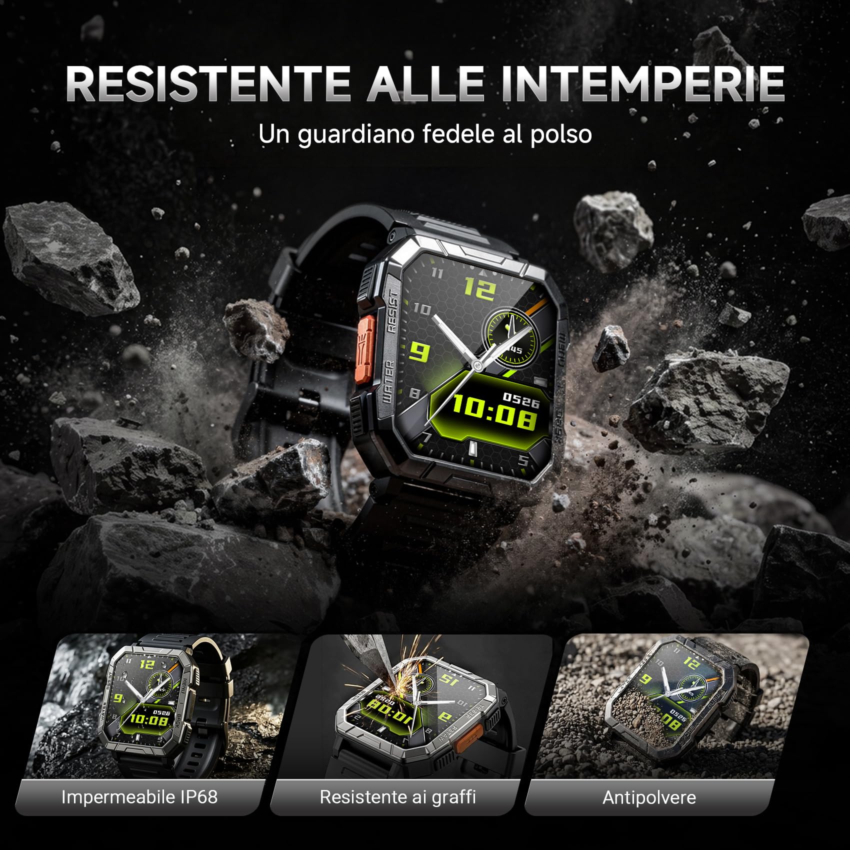 Blackview Smartwatch Uomo, Smartwatch Militare Uomo Fitness con Chiamate Bluetooth,2.01" Orologio Intelligente 112+ Modalità Sportive/900 mAh/Sonno/Cardiofrequenzimetro/Torcia/Bussola per Android IOS