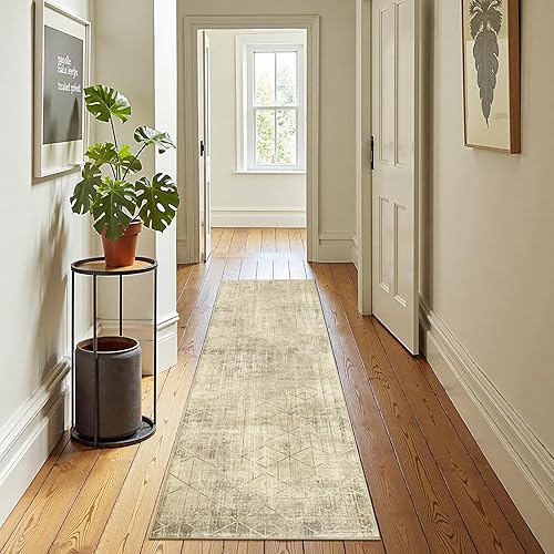 jinchan Alfombra de pasillo de 2 x 7 pulgadas, alfombra marroquí de cocina con línea, bohemio, lavable, moderna, geométrica, suave, antideslizante,