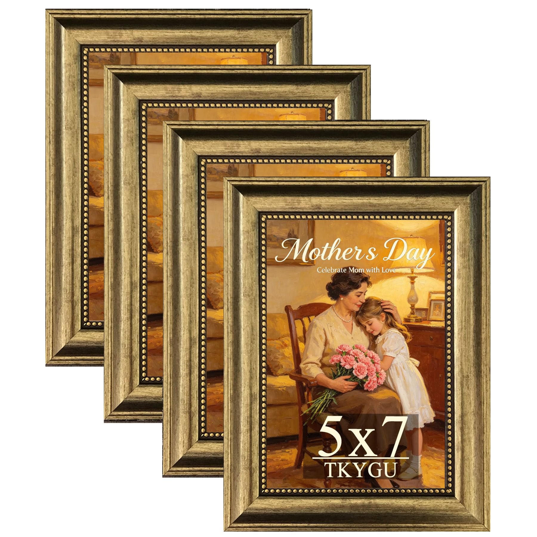 Best Traditional Picture Frame Picks for 2026 3 TKYGU 5x7 Picture Frame with Real Glass, 4 set Ornate Vintage Picture Frames for — product photo