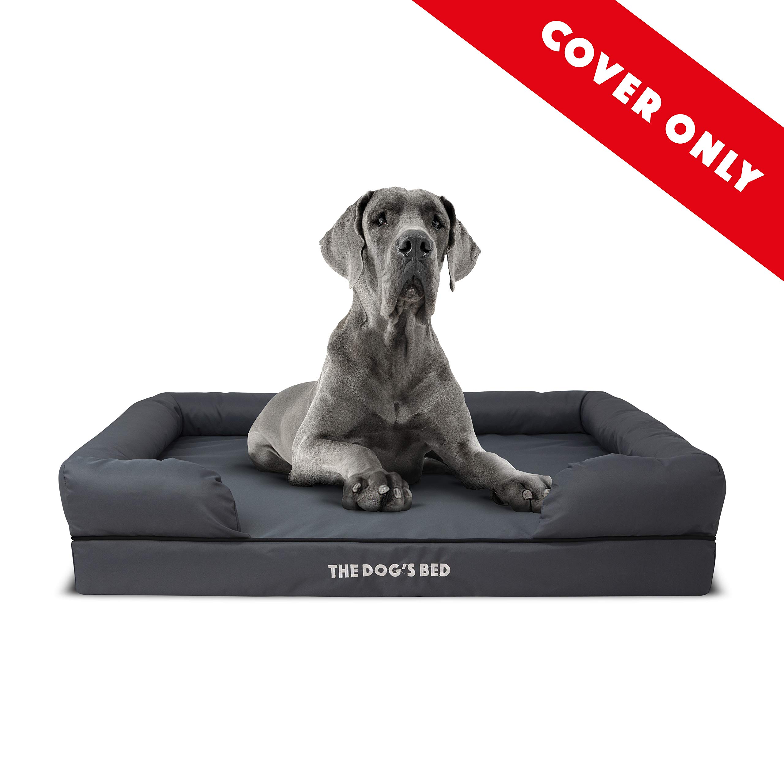 Replacement Outer Cover Only For The Dog's Bed Orthopaedic, Washable Oxford Fabric, XL Grey with Black Piping