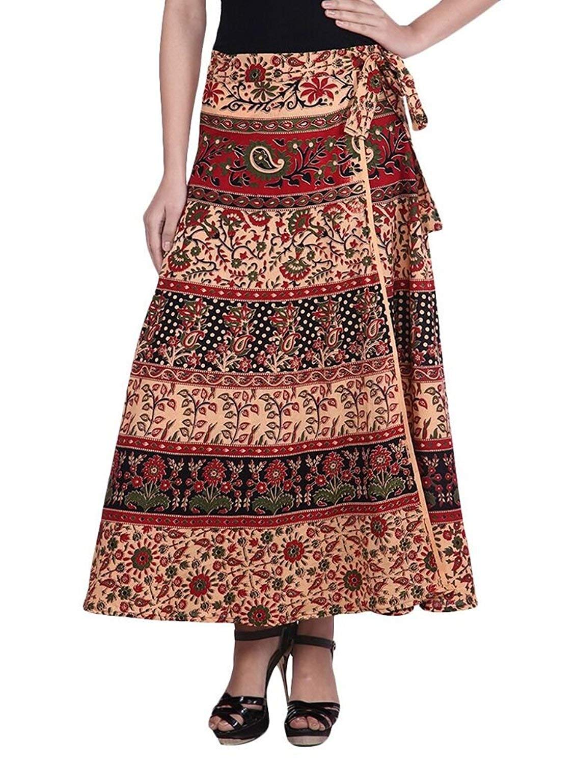 modern kart Women's Pure Cotton Wrap Around Skirt Beige, Knee-Length, Free Size-picture-51