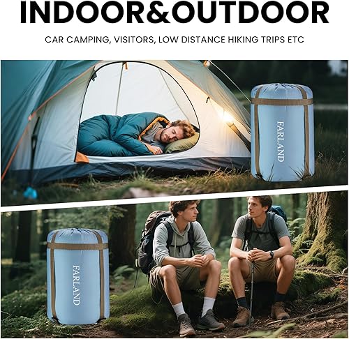 Miniatura 6 de FARLAND Sacos de dormir de 20  para adultos, adolescentes y niños con saco de compresión portátil y ligero para campamento de 3 a 4 estaciones,
