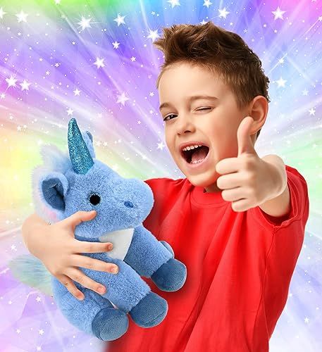 Miniatura 2 de DolliBu Animal de peluche de unicornio azul  Unicornio suave abrazable adorable juguete de peluche de unicornio para jugar lindo regalo de fantasía
