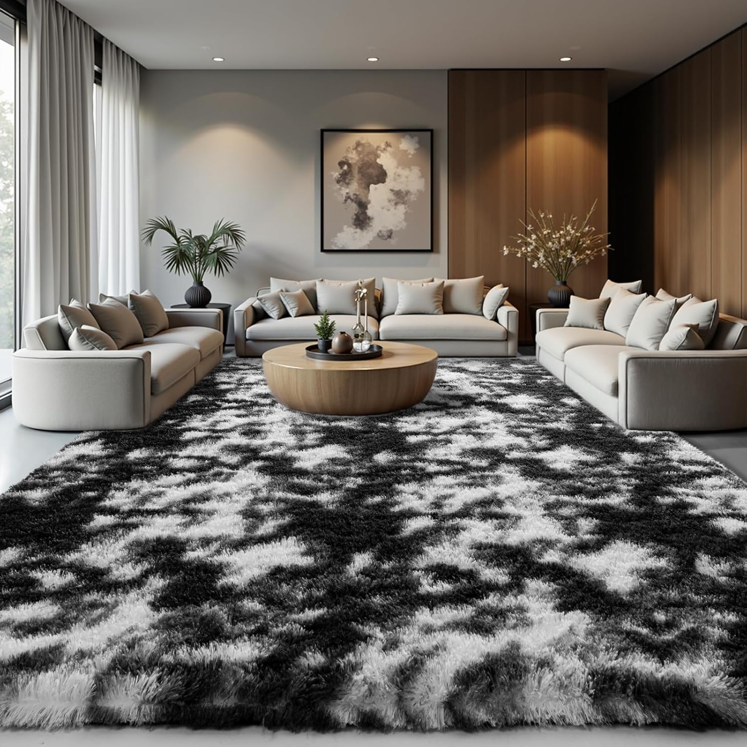 Zentavio Emerald Green Rugs for Bedroom 6x9 Dark Green Area Rugs for Living Room Fluffy Fake Grass Large Carpet for Kids Room Playroom Furry Shag Aesthetic Soft High Pile Washable Home Decor