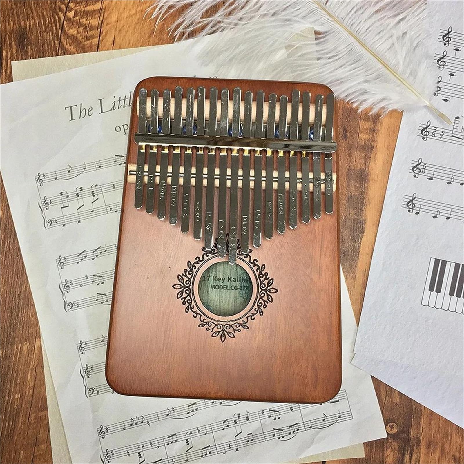 17 Klawiszy Kalimba Wood Mahoniowy Kciuk Fortepian Instrument Muzyczny Z Młotkiem Strojeniowym Torba Z Naklejką Fortepian Profesjonalny Instrument(Style 1)