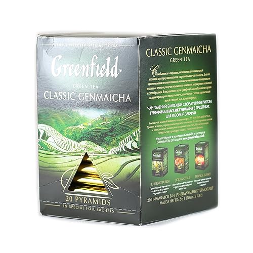 Miniatura 3 de Greenfield Colección clásica de la pirámide de Genmaicha 20 pirámides en sobres especiales de papel de aluminio Té verde finamente seleccionado té