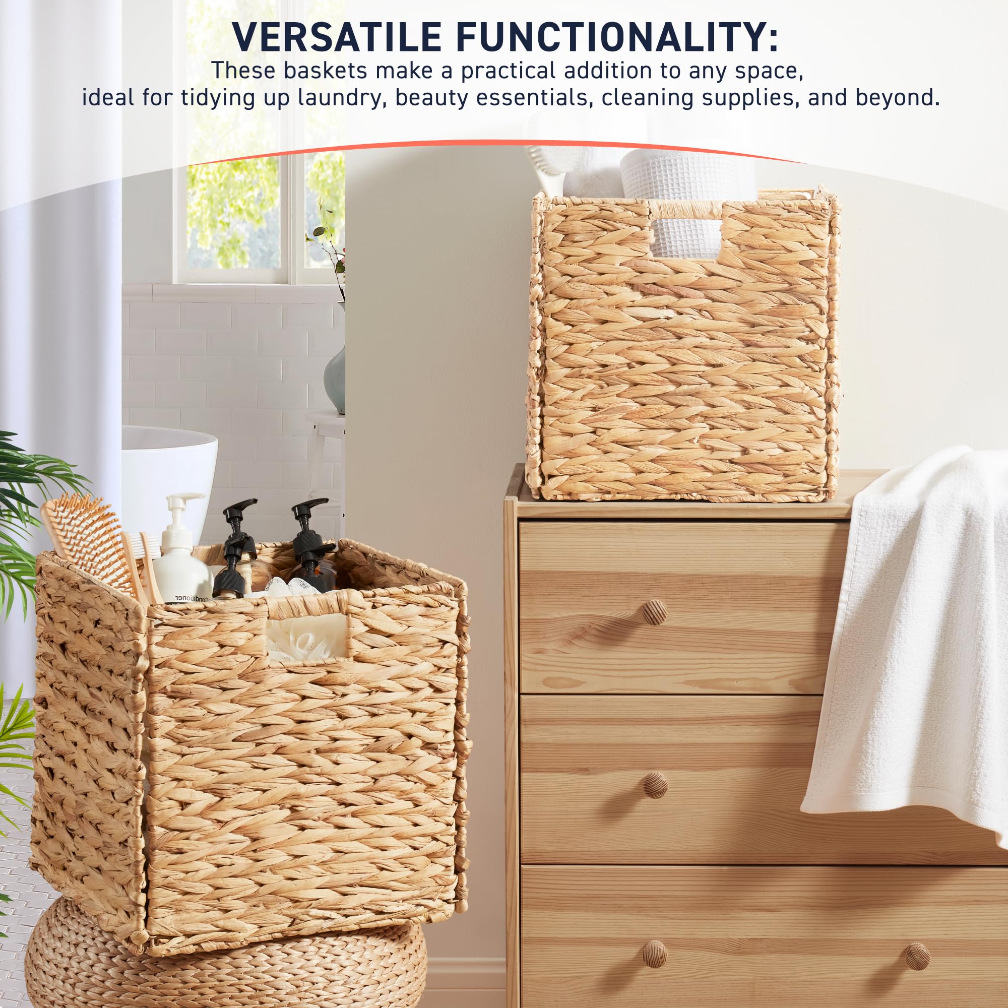 Amazon.com: Ornavo Home 13 x 13 Inch Water Hyacinth Baskets Set of