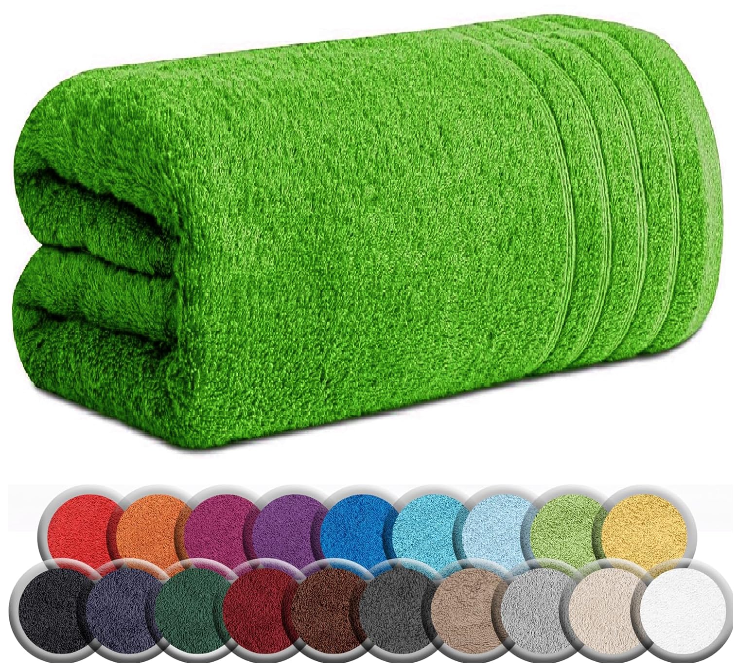 TEXTILESY Extra Large Super Jumbo Bath Sheet 100 x 200 cm-600 GSM Luxury 100% Egyptian Combed Cotton Big Towels Soft Hotel Quality XXL Bath Sheets (Lime Green)