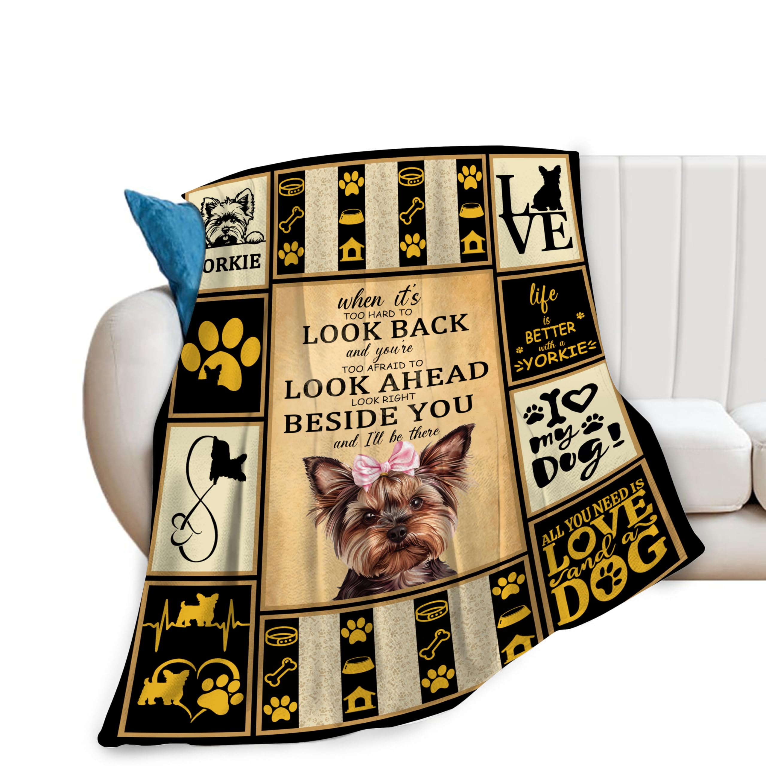 banonaty Yorkie Blanket Dog Throw Blanket Cozy Fleece Flannel Bedding Springer Yorkie Gifts for Women Men Boys Girls Adult Lover Stuff Plush for Couch Sofa Bed Decor 40"X50"