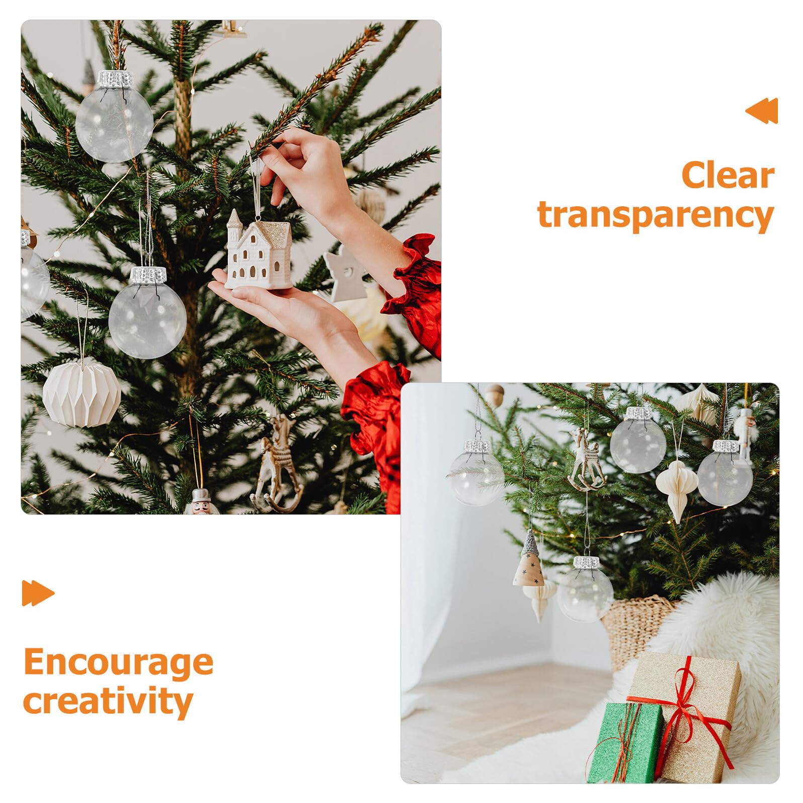 Bolas Decorativas Transparentes Rellenables 6 CM 30 Unidades Adornos Colgantes de Plástico para Manualidades Decoración Navideña Bodas y Fiestas Esferas DIY para Interiores y