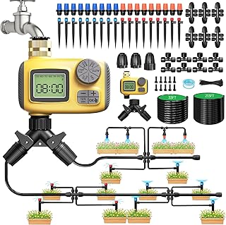 246FT Drip Irrigation System with LCD Timer, Automatic Watering System K...