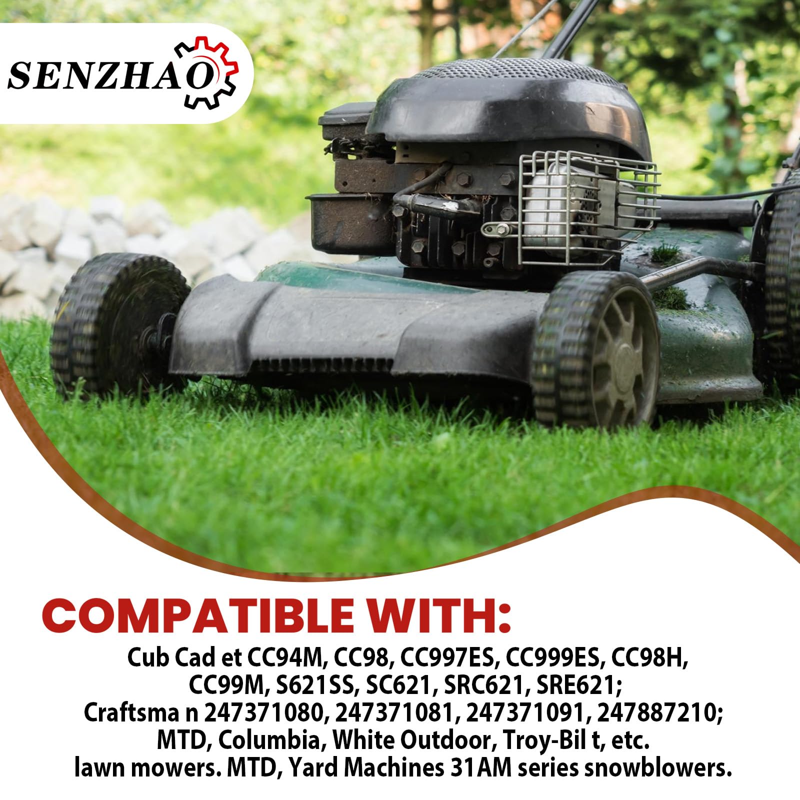 734-2010 - Conjunto de ruedas traseras para cortacésped MTD 734-2010B 734-2010A compatible con cortacésped autopropulsado Cub Cad et SRC621 SR621, cortacésped de empuje Craftsman, paquete de 2