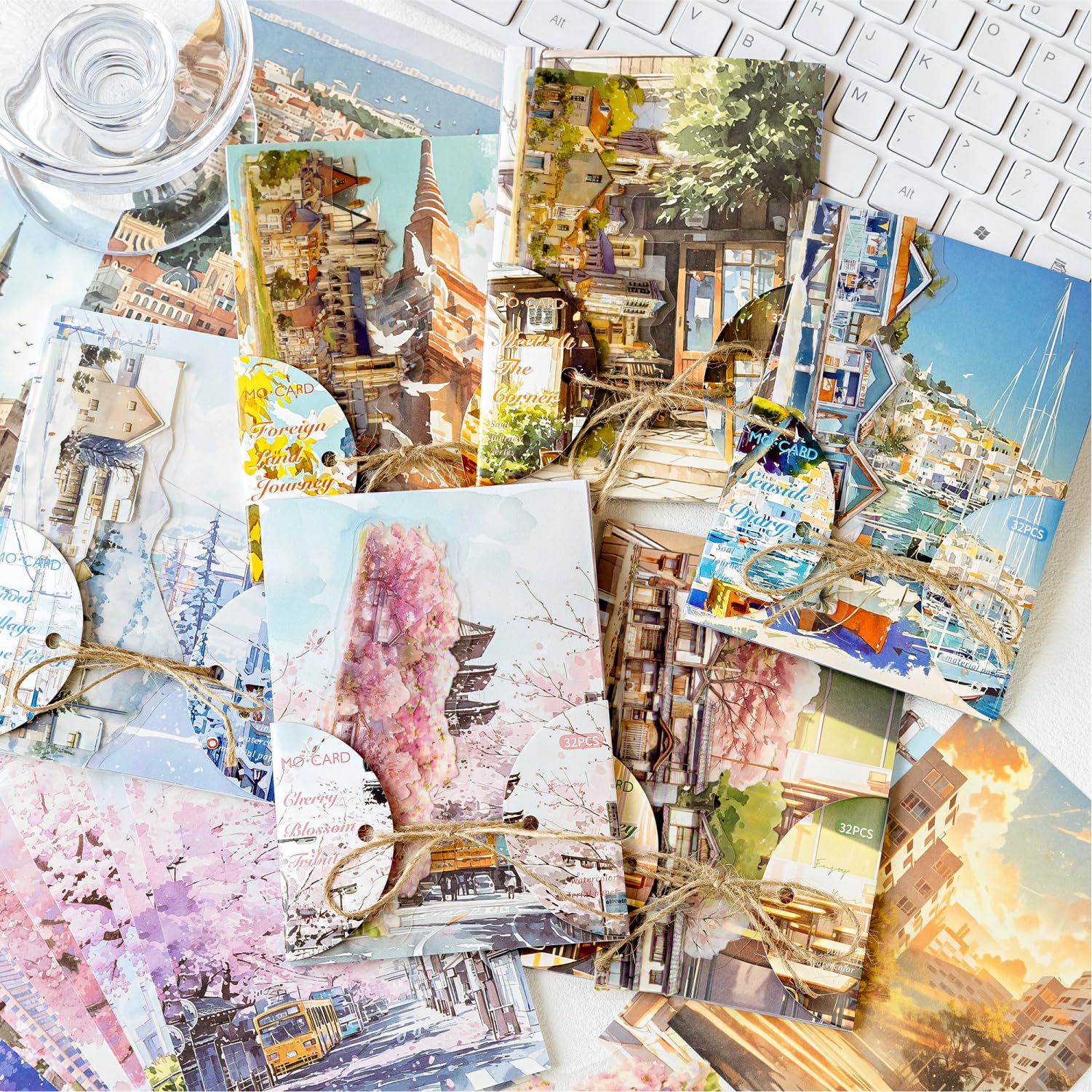 Alideco 180pcs Vintage Japanese Romantic Landscape Scrapbooking Paper for Journaling Supplies, Decorative Craft Paper for Junk Journals (xinlingzhilv)