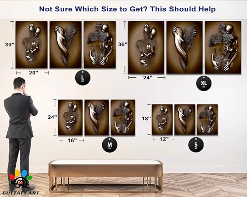 Miniatura 6 de Arte de pared con efecto metálico 3D, arte 3D de corazón de amor gris, arte 3D de bronce dorado, decoración de pared para sala de estar moderna, día