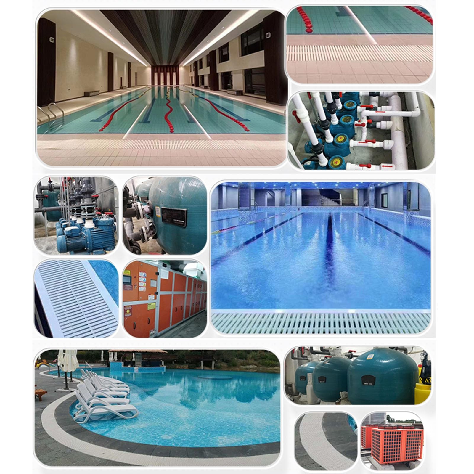 Rejillas para Piscinas, Rejilla de Drenaje Duradera para Piscinas - Canaleta de PVC empalmable, 25x100CM, Juego de 4, Ideal para desagües de rebosadero en Interiores y Exteriores, p