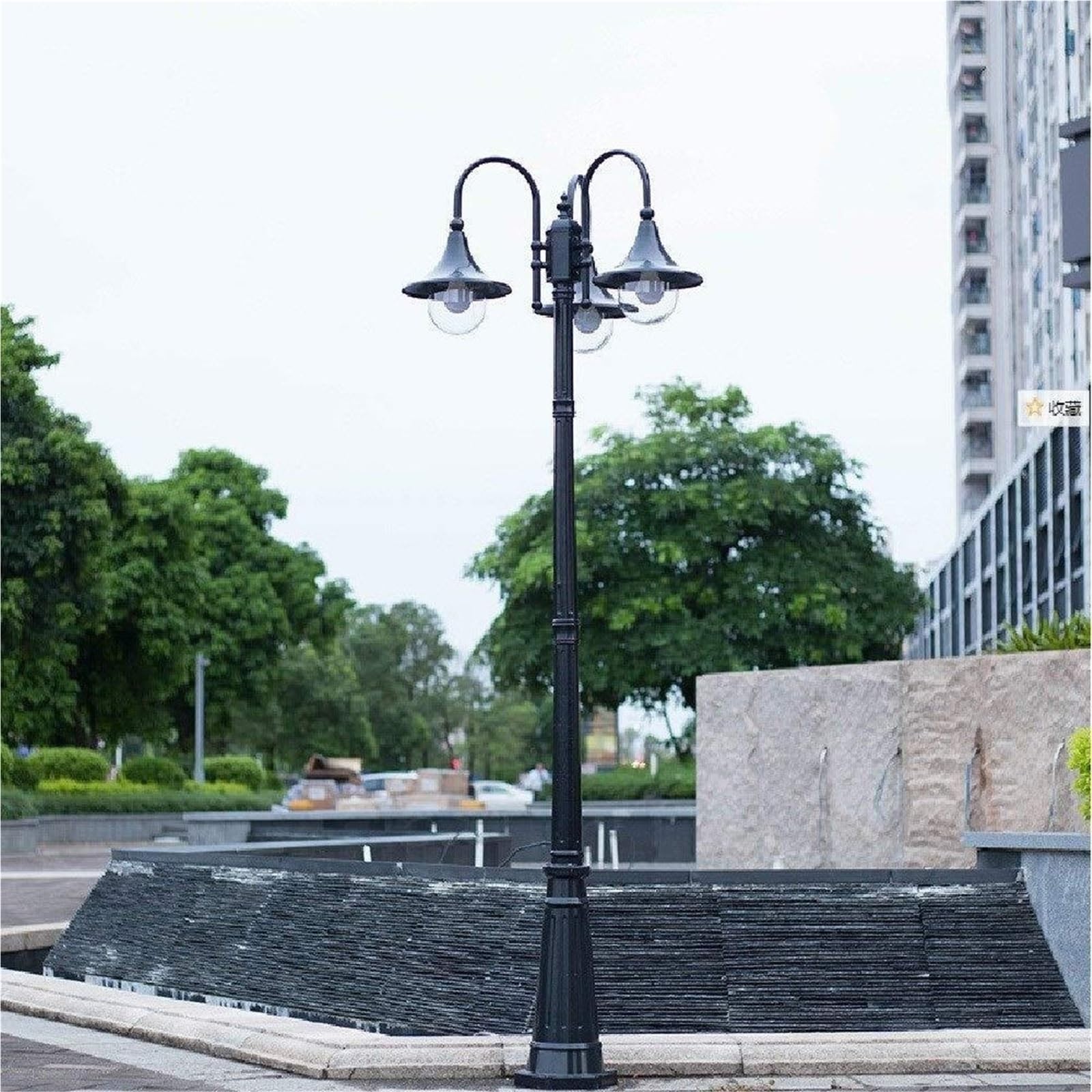 QUSYZD Solar Post Lights Lamp Post Lights Outdoor 3-Lights European Retro Villa Traditional Street Lamp Ip55 Waterproof Lawn Column Pillar Light Outdoor Landscape High Pole,