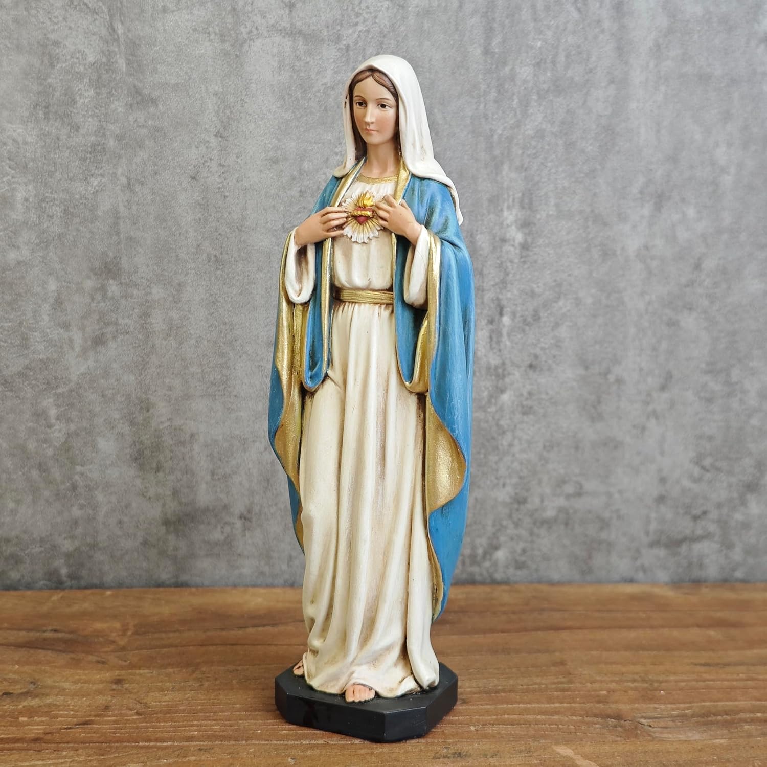 BC Catholic Immaculate Heart of Mary Figure, 6" H Blessed Holy Mother Virgin Mary Statue for Home, Religious Gifts to Mom，Devout Home Decor Classical Renaissance Sculpture Handpainted by Buildclassic