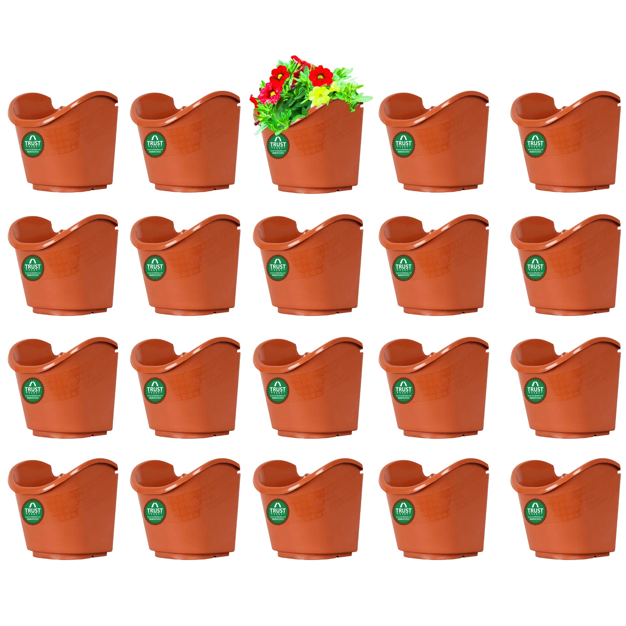 TrustBasket Set of 20 Vertical Gardening POTS/PLANTERS (Brown) - Extra Large | Plastic Vertical Wall Hanging Pouches for Home & Outdoor Balcony Garden Decor |Wall Hanging Pouches for Grills (B07QY32G5Y) Amazon Price History, Amazon Price Tracker