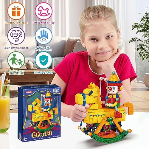 Miniatura 3 de Juego de 590 piezas STEM de madera mecedora de caballo de 7.09 x 4.72 x 8.07 pulgadas (largo x ancho x alto), juguetes de cuerda acrobática