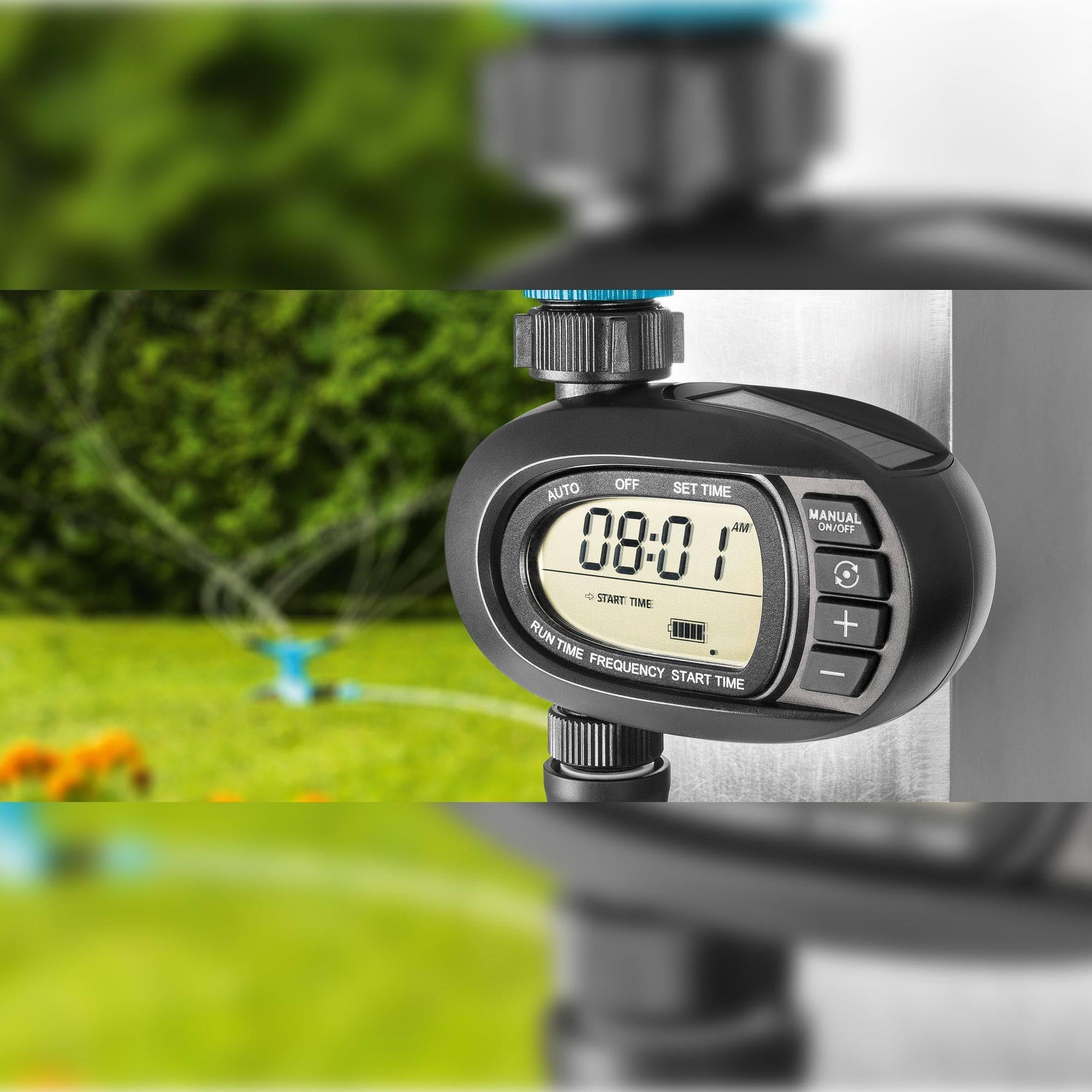 Cellfast Programador de riego Solar Ergo™ Pantalla legible, Batería de Litio, Recargable con energía Solar, Programación de riego intuitiva, G3/4" i G1, 52-590