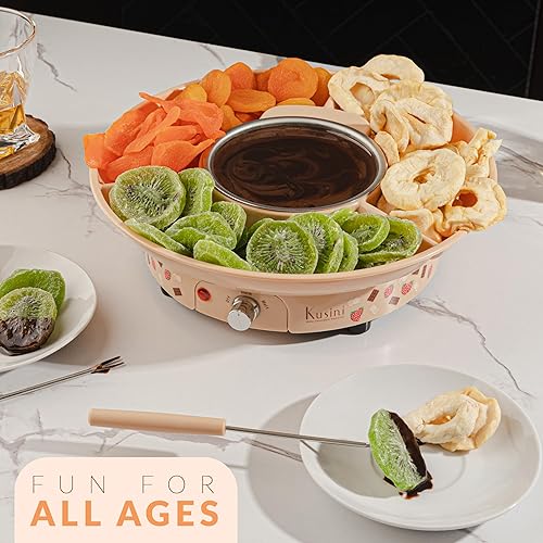 Miniatura 5 de Kusini Juego eléctrico de olla de fondue  Kit de fondue de chocolate de 10 onzas  Control de temperatura, bandeja de servir desmontable, 4 tenedores